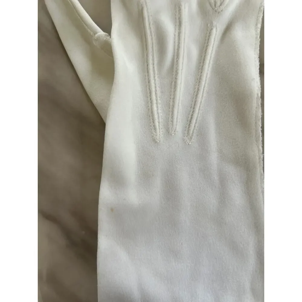 Vintage 50s 60s White Wide Opera Gloves Elbow Length